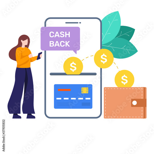 
An illustration design of cashback in flat vector 
