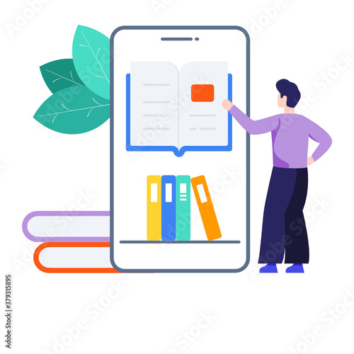 
Editable flat illustration of virtual library vector 
