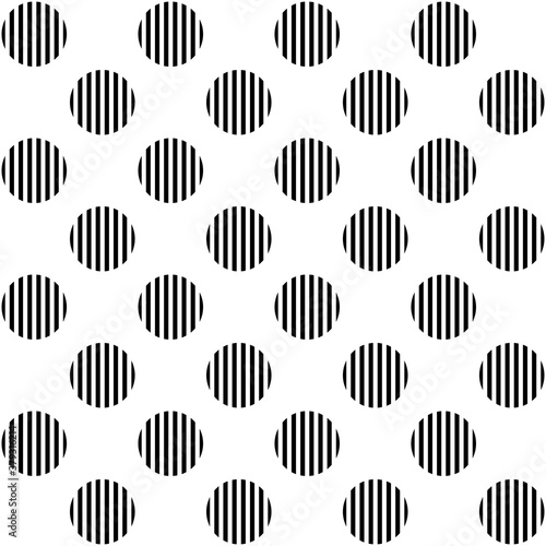 Monochrome polka dots seamless pattern background. Vector illustration.