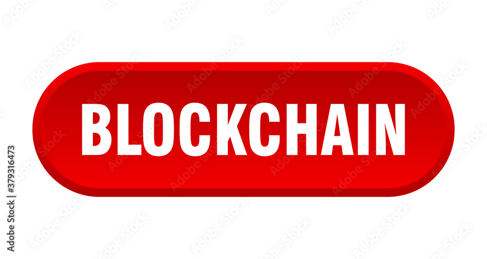 blockchain button. rounded sign on white background blockchain button. rounded sign on white background