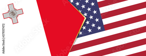 Malta and USA flags, two vector flags.