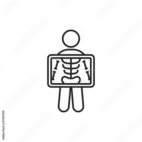 X-ray screening black line icon. Medical and scientific concept. Laboratory diagnostics. Pictogram for web, mobile app, promo. UI UX design element
