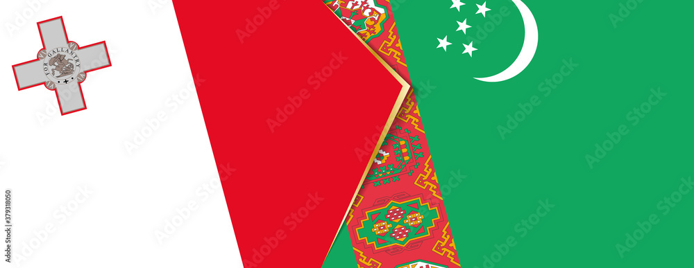 Malta and Turkmenistan flags, two vector flags. Malta and Turkmenistan flags, two vector flags.