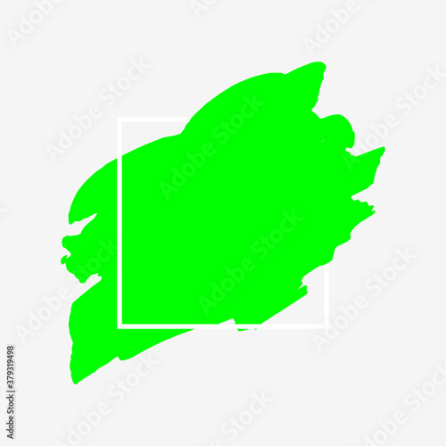 Art abstract green brush paint texture design acrylic stroke over white square frame vector illustration. Logo brush painted watercolor background. Perfect For Logo  Sale banner  Icon  headline.