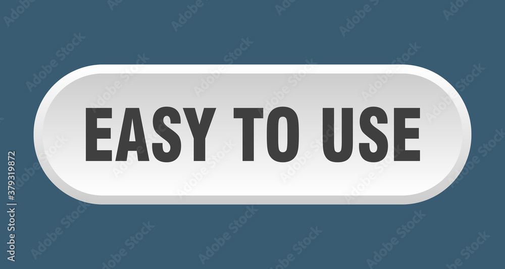 easy to use button. rounded sign on white background