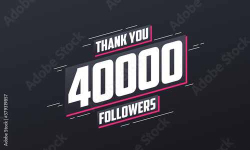 Thank you 40000 followers, Greeting card template for social networks.