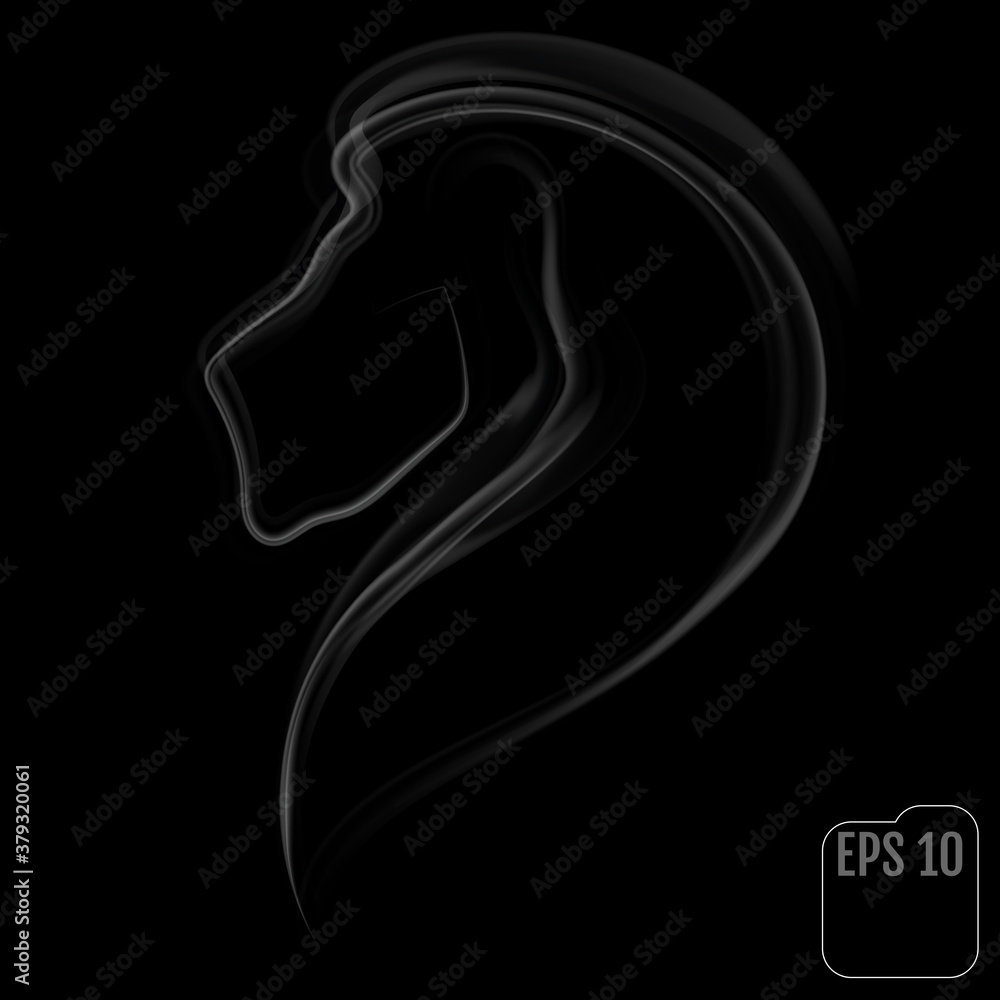 Lion made of smoke. Vector.
