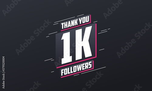 Thank you 1k followers, Greeting card template for social networks.