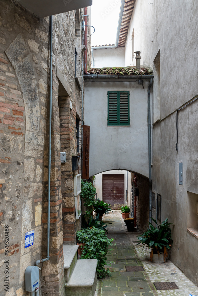 architecture of alleys and buildings in the town of Acquasparta