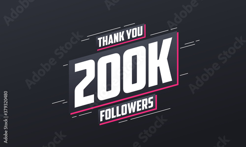 Thank you 200K followers, Greeting card template for social networks.