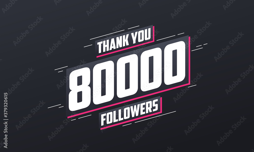 Thank you 80000 followers, Greeting card template for social networks.