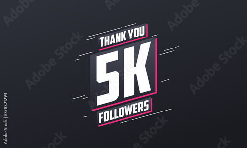 Thank you 5K followers, Greeting card template for social networks.