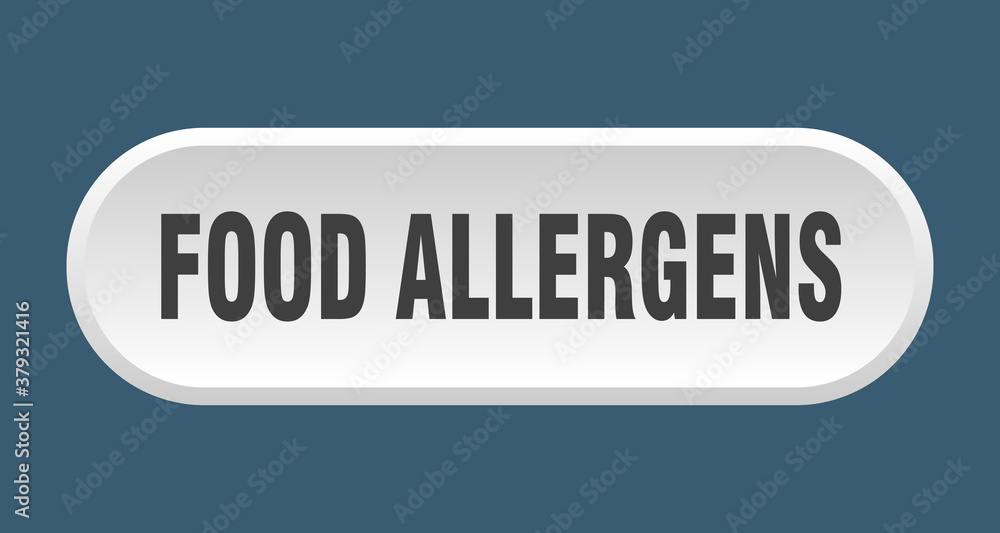 food allergens button. rounded sign on white background