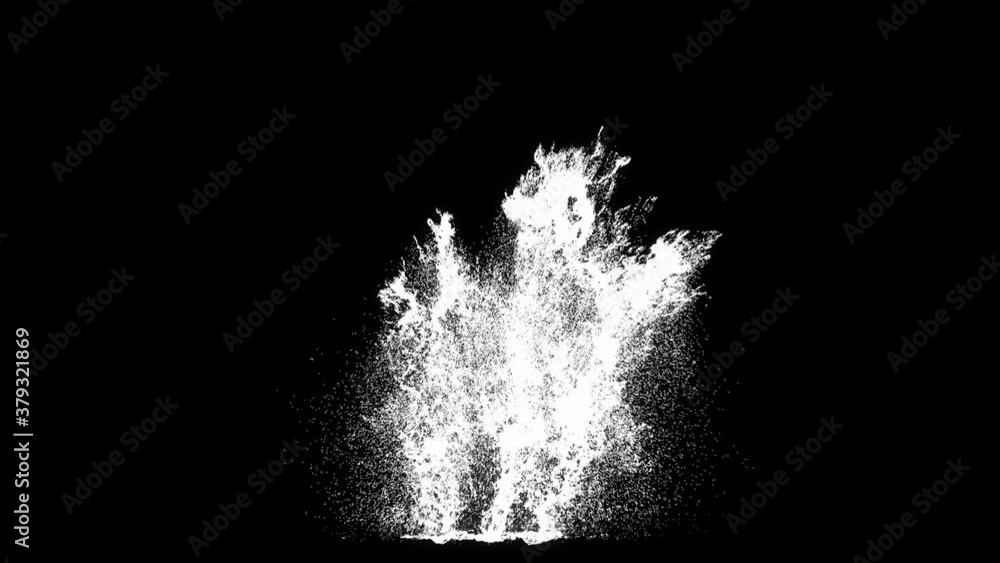 HD splash explosion element, black background with alpha, 3D rendering