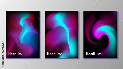 Set of brochure cover. holographic color gradient. Eps 10 vector