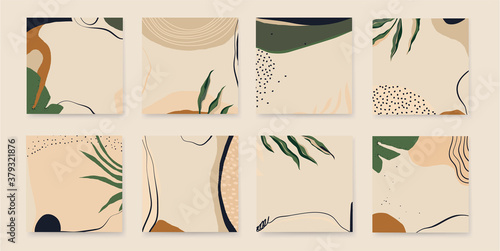 Abstract artistic templates. Vector set of abstract backgrounds in minimal trendy style. Soft pastel colors.