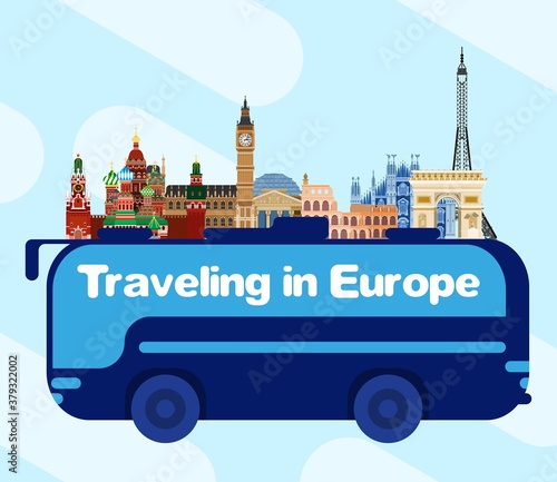 Bus travel across Europe. from Russia to England