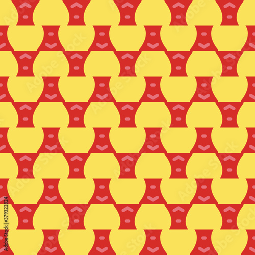 Vector seamless pattern texture background with geometric shapes  colored in red  yellow colors.