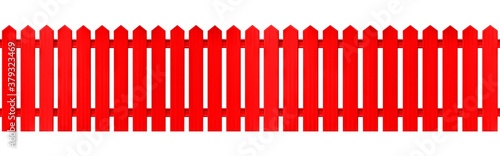 Panorama of Red wood fence isolated on a white background
