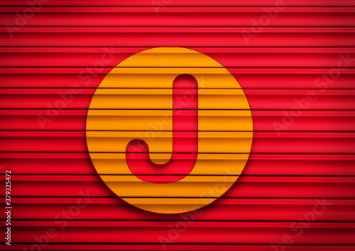 Red and yellow Vintage Stylish Alphabet Retro Typeface a to z numbers 1 to 0 letter J