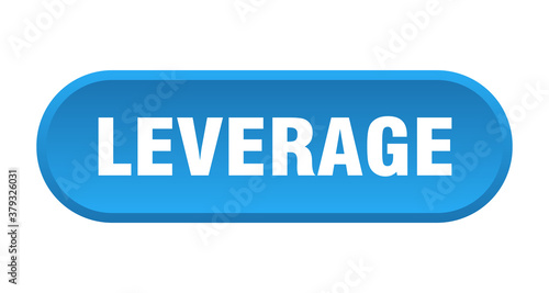 leverage button. rounded sign on white background