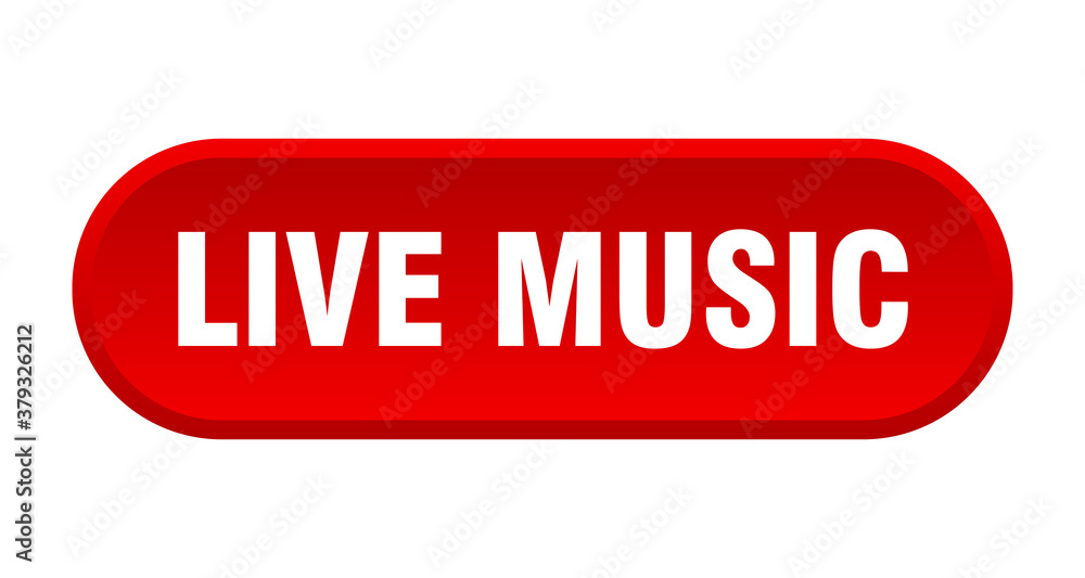 live music button. rounded sign on white background live music button. rounded sign on white background