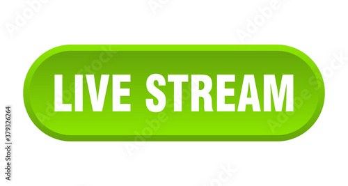 live stream button. rounded sign on white background