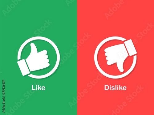 Thumbs up and down icon. White like and dislike icon. Do and Don't symbols