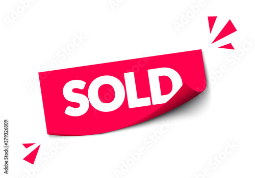 Vector Illustration Modern Red Sold Sticker For Webshop 