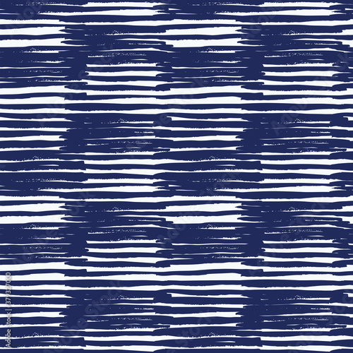 Stripes misprint checks seamless vector pattern. Hand painted stripes forming check like block print. Indigo blue repeat on white . Great for home decor, fabric, wallpaper, stationery, design projects