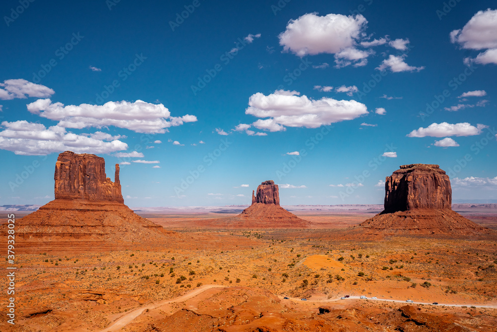 Monument valley national park in the afternoon during summer season . One of the most famous national park in the country and locate around region on the Arizona-Utah border , United States of America