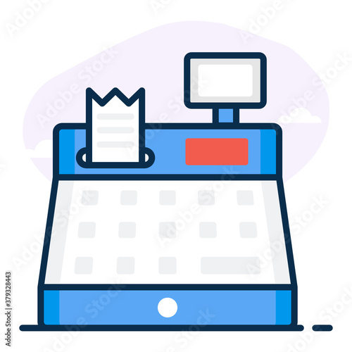  Cash till invoice, cash register flat vector design 