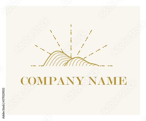 Minimal logo design in trandy minimal eco style, fashion brand insignia isolated on white background. Line art, mountain icon, nature sign design.