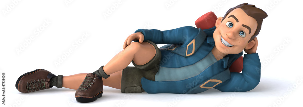 Fun illustration of a 3D cartoon backpacker Fun illustration of a 3D cartoon backpacker