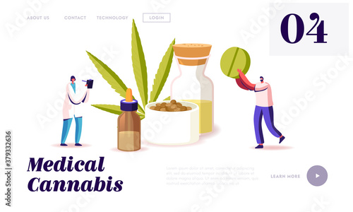 Alternative Cbd Remedy or Medication Landing Page Template. Drugs for Personal Use. Pills of Medical Cannabis