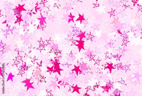 Light Pink vector pattern with christmas stars.