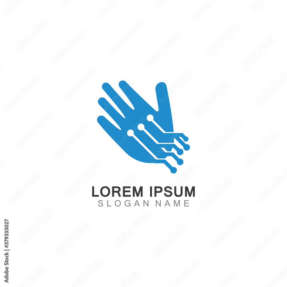 Hand with technology logo inspiration creative design template Hand with technology logo inspiration creative design template