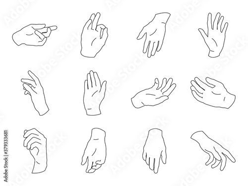Human Hand icon collection. Different hands, gestures, signals and signs. Vector illustration.