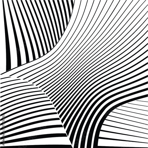 Abstract warped Diagonal Striped Background . Vector curved twisted slanting  waved lines texture