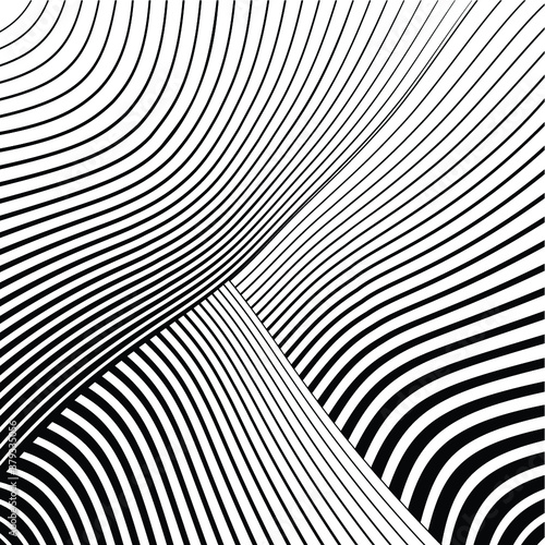 Wallpaper Mural Abstract warped Diagonal Striped Background . Vector curved twisted slanting, waved lines texture Torontodigital.ca