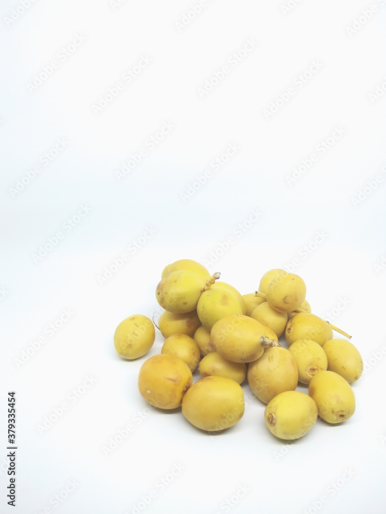 fresh yellow dates isolated on white background fresh yellow dates isolated on white background