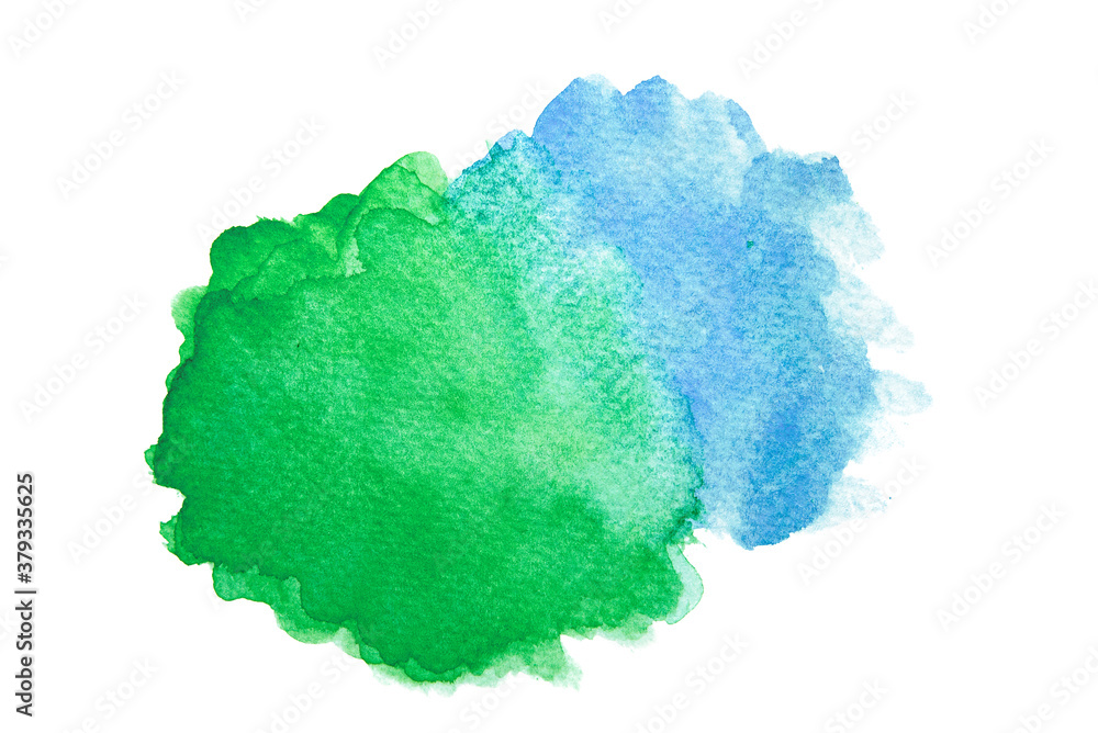 Abstract shape of hand painted blue and green watercolor background. Abstract shape of hand painted blue and green watercolor background.