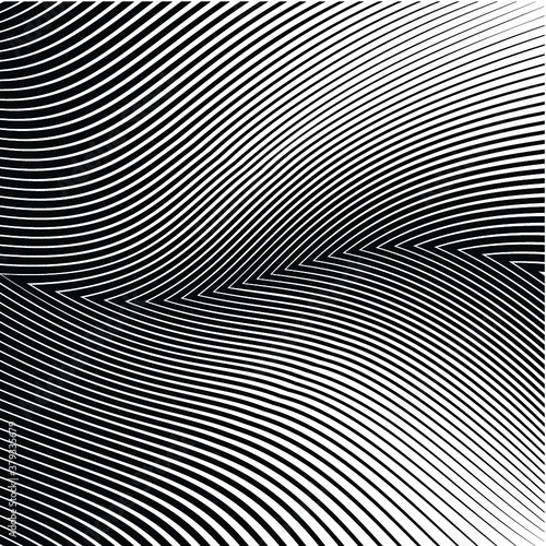 Abstract warped Diagonal Striped Background . Vector curved twisted slanting  waved lines texture