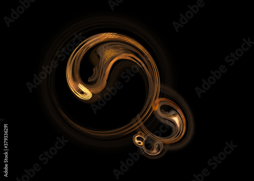 3D visualization and isolated abstract fractal on a black background. The abstract computer is generated by a fractal design.