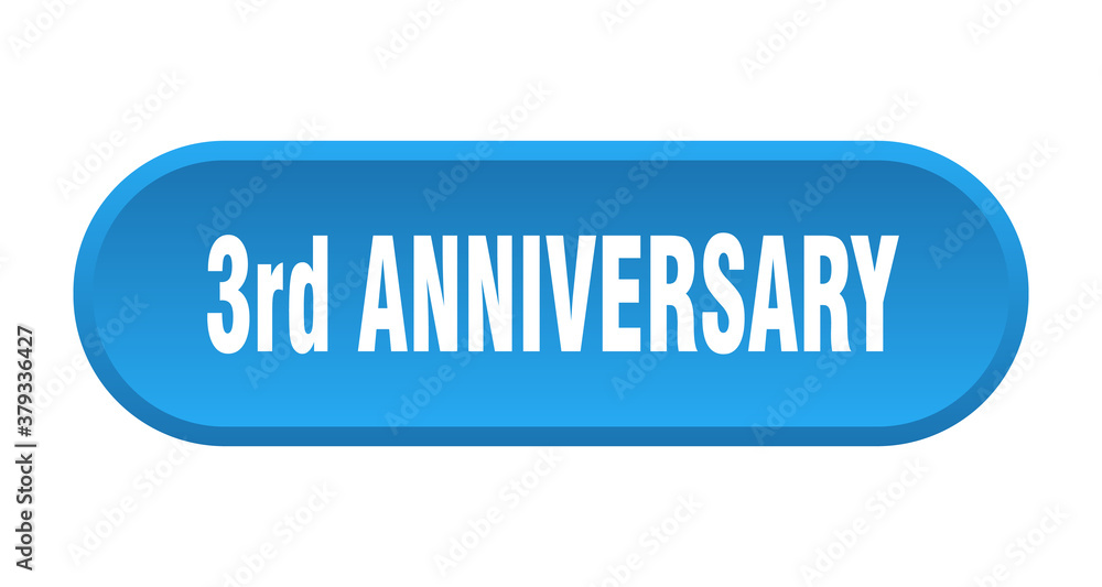 3rd anniversary button. rounded sign on white background 3rd anniversary button. rounded sign on white background