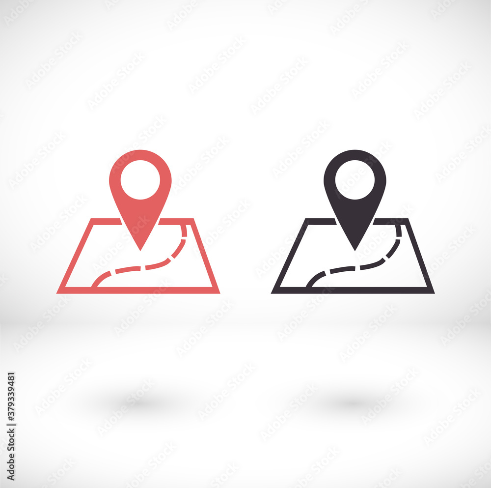Map pointer icon. GPS location symbol. Flat design style. EPS 10 vector. Map pointer icon. GPS location symbol. Flat design style. EPS 10 vector.