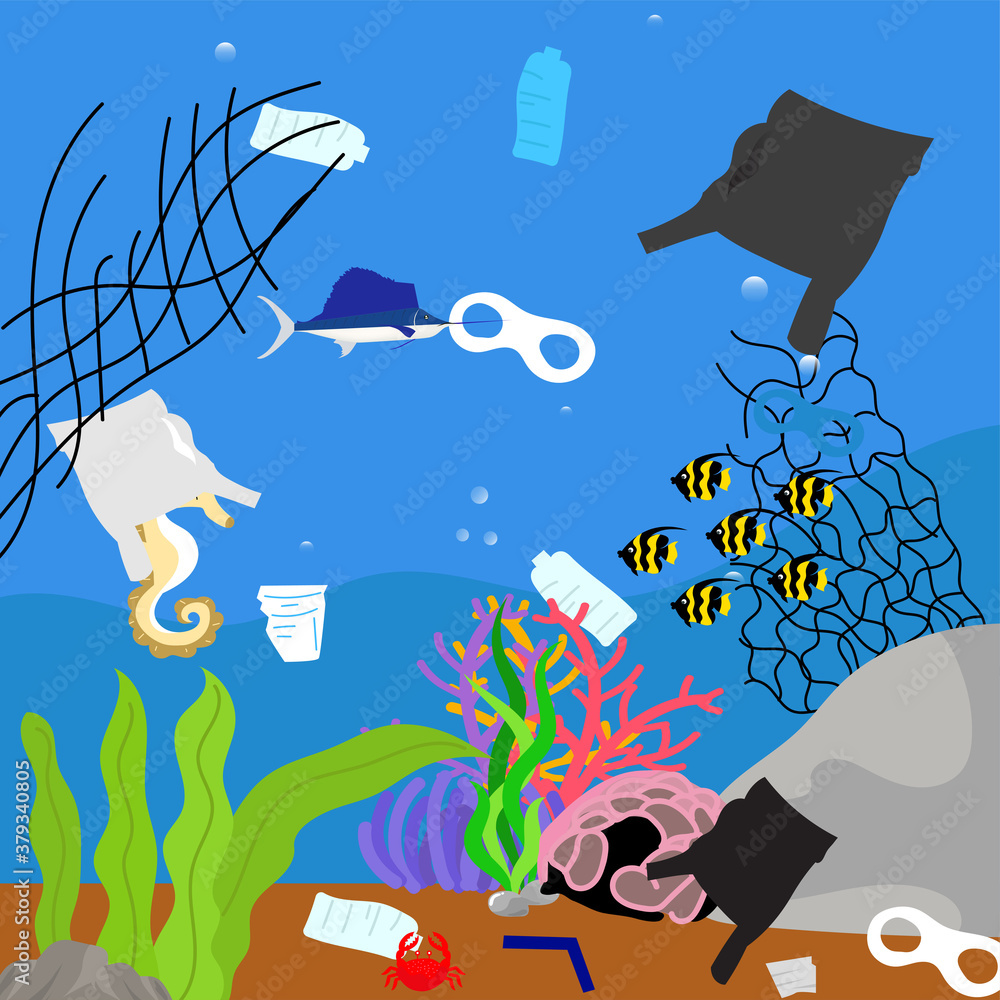 The impact of plastic waste on marine pollution disturbs the ecosystem ...