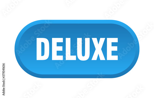 deluxe button. rounded sign on white background
