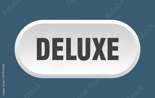 deluxe button. rounded sign on white background