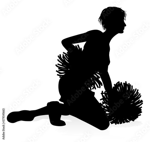 Sports cheerleader in silho...